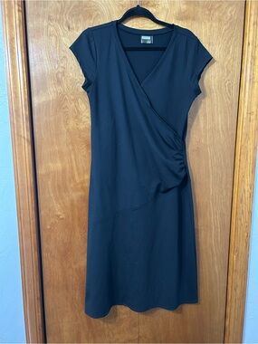 Athleta Black Wrap-Front Midi Dress